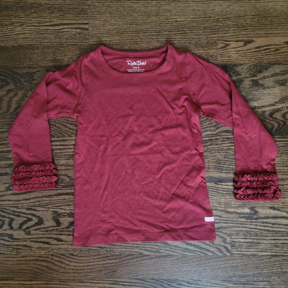 New Without Tags RuffleButts Girls Size 6 Knit Long Sleeve Ruffle Layering Tee